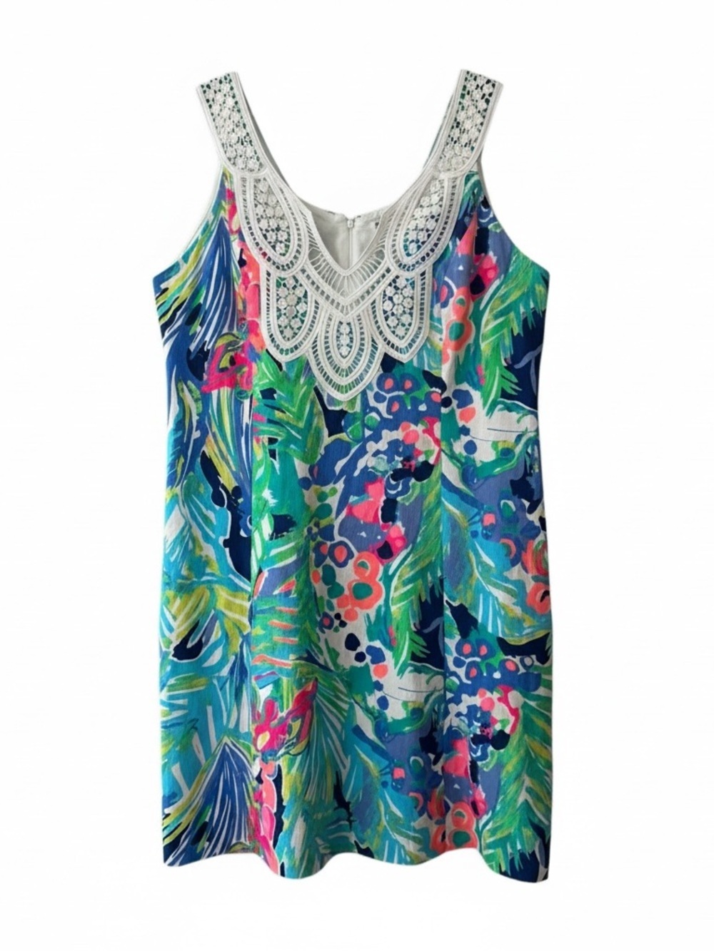 Lilly Pulitzer Largo Shift Mini Dress Blue Multi Purrfect Women’s Size 14